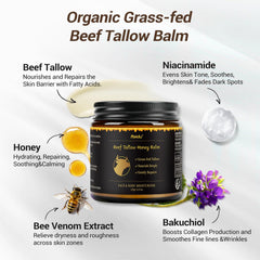 IIIMEIDU raw wild honey, beeswax, and grass‑fed tallow ingredients displayed clearly