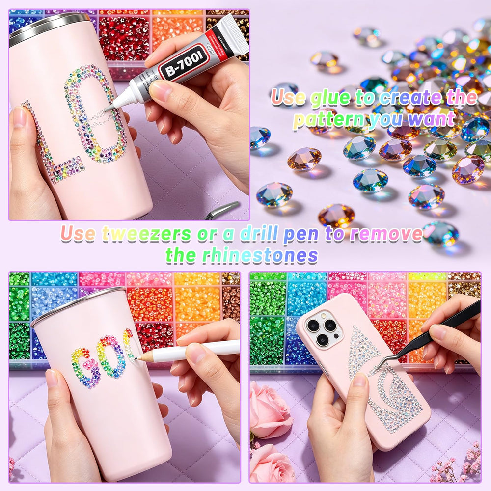 IKKAB rhinestones decorating a phone case illustrating precise placement and visual upgrade