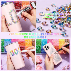 IKKAB rhinestones decorating a phone case illustrating precise placement and visual upgrade