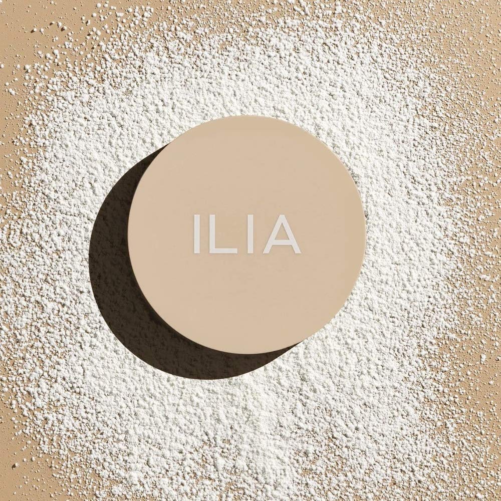 ILIA jar on vanity in styled bathroom suggesting clean-beauty routine and everyday use