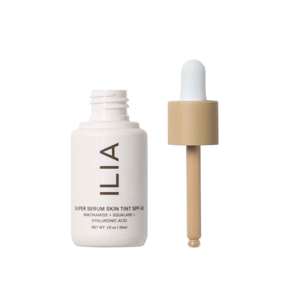ILIA pump dispensing serum-tint texture highlighting easy application
