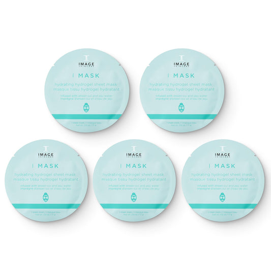 IMAGE Skincare front packaging showing five-sheet mask set and benefits