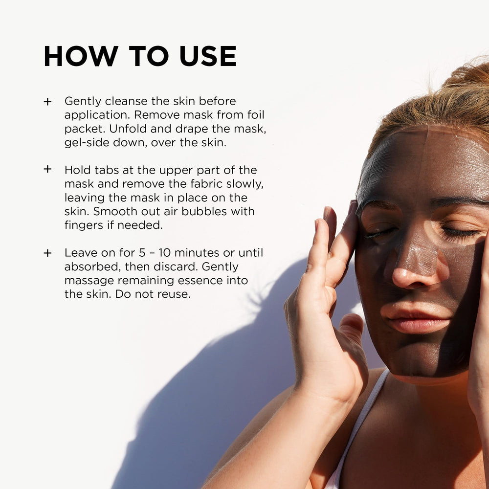 IMAGE Skincare mask in hand showing size and easy at-home application benefit