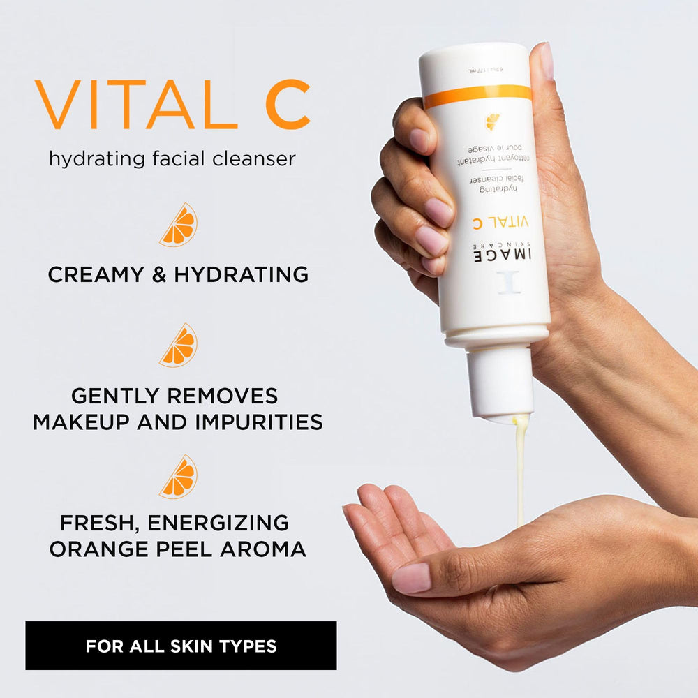 IMAGE Skincare Vital C pump and cap detail for easy dispensing benefit