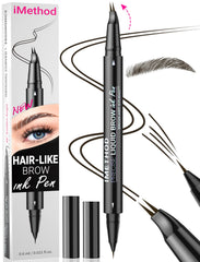 iMethod eyebrow pen front packaging showing compact dual-ended design benefit portability