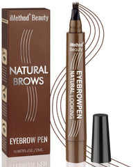 iMethod eyebrow pen front packaging showing compact travel-ready design benefit