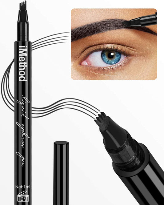 iMethod eyebrow pen front view showing sleek design and easy grip benefit