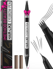 iMethod front view of grey dual-ended brow pen showing compact packaging and portability