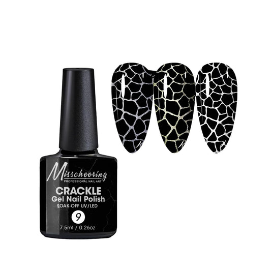 IMGDD bottle front view showing black crackle polish and label, ideal for home salon use