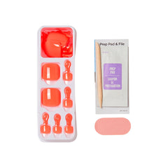 imPRESS person pressing a toenail onto toe demonstrating easy peel-press-apply benefit
