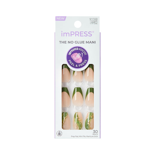 imPRESS front packaging showing green ballerina nails and kit contents for easy application