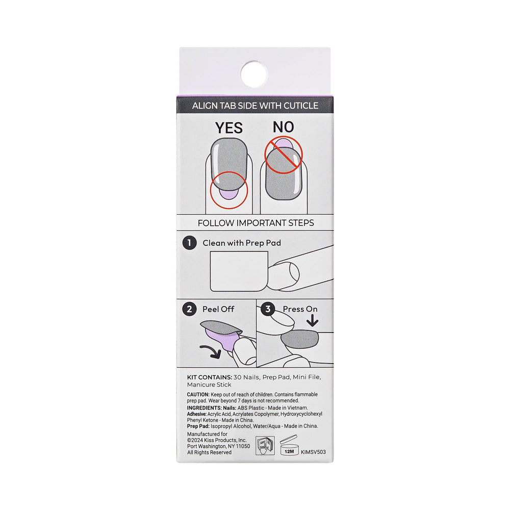 imPRESS Evanesce on a desk lifestyle image shows polished neutral manicure for everyday style benefit