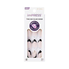 imPRESS front packaging showing illusion black French manicure and included tools for easy application