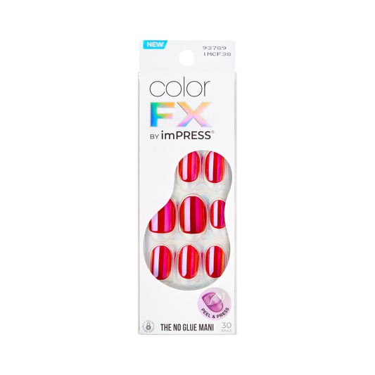 imPRESS front package showing 30-piece pearlescent press-on kit and accessories for quick mani