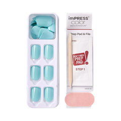 imPRESS mint-to-be prep pad, mini file, stick displayed for easy application benefit