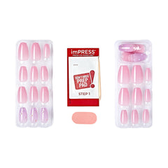 imPRESS Moonlit nails applied on hand showing comfortable natural fit benefit