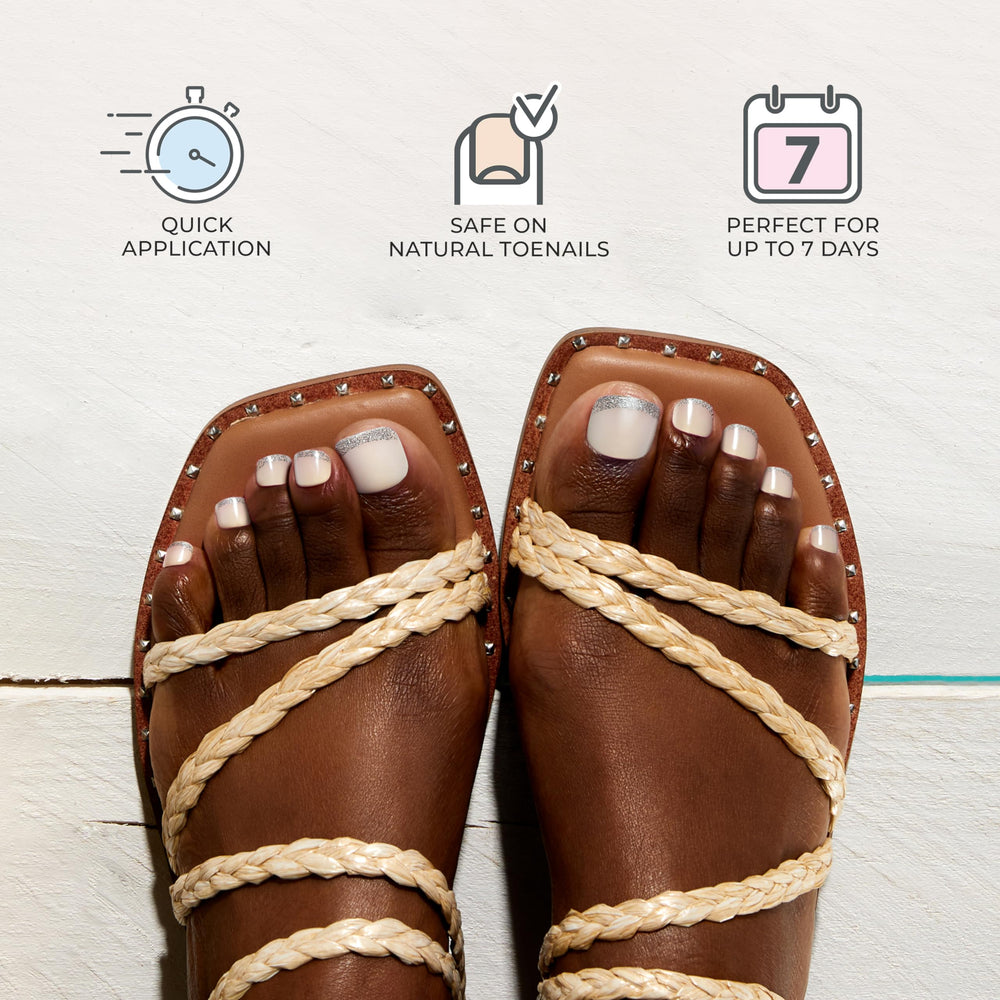imPRESS press-on toenails installed on toes for instant pedicure look