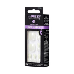 imPRESS toenail placed next to a ruler to show sizing for accurate toe fit