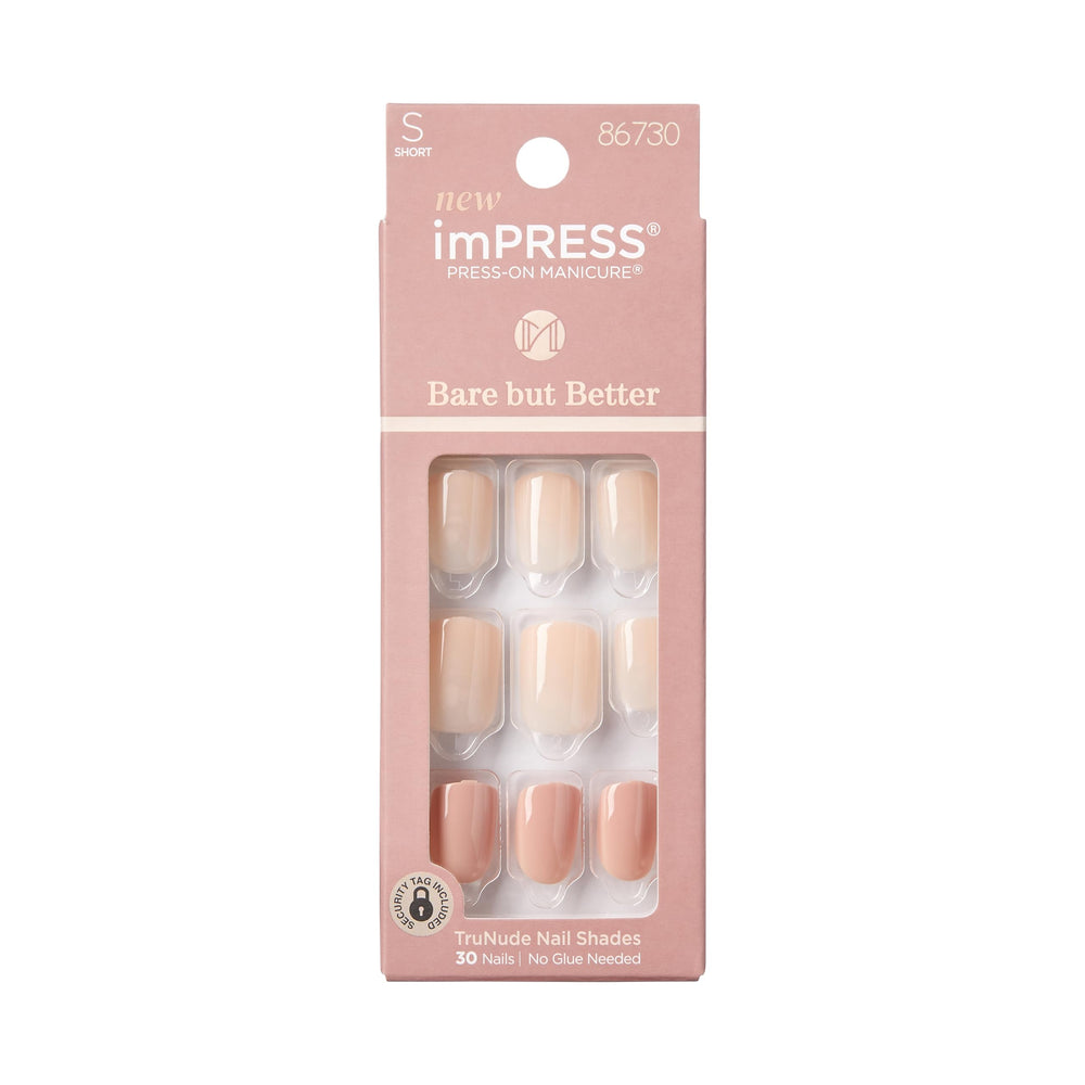 imPRESS front packaging showing kit components and nude shade benefits