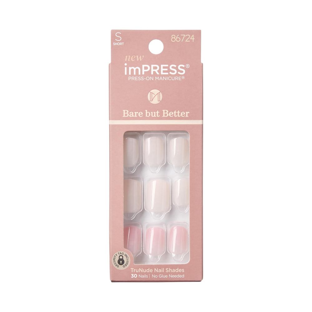imPRESS front packaging showing TruNude nails and included tools for quick application