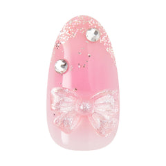 imPRESS hand pressing a Venus nail on demonstrating quick peel-and-press benefit