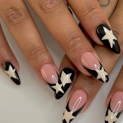 IMSOHOT front packaging showing 24-piece almond stiletto set and glossy finish