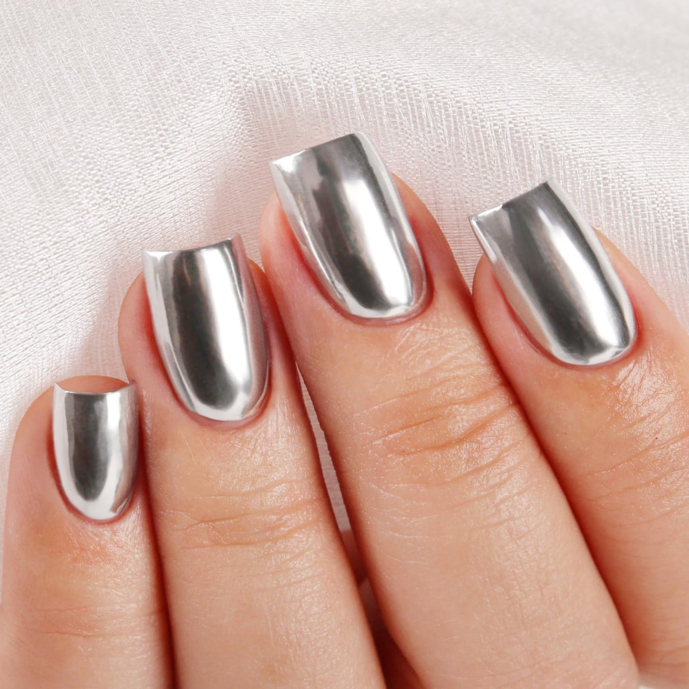 Imtiti front bottle metallic silver showing glossy chrome finish benefit
