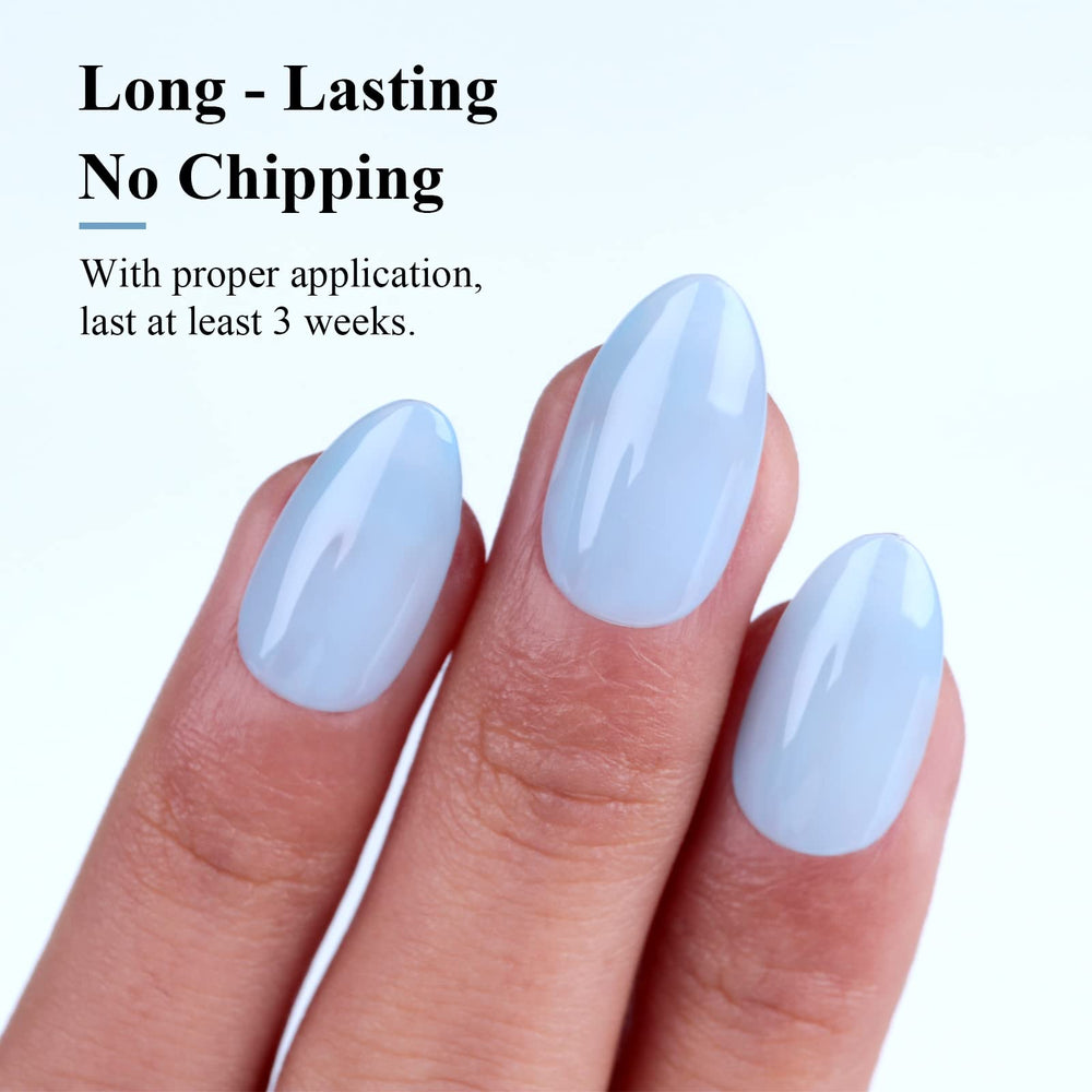 Imtiti on nails during DIY manicure showing durable glossy result