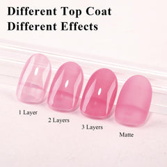 Imtiti swatch on nails illustrating sheer jelly look and glossy benefit
