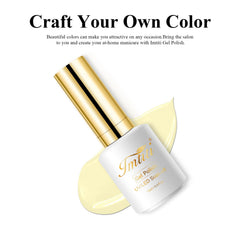 Imtiti swatch on a fingernail displaying pastel yellow color and smooth finish