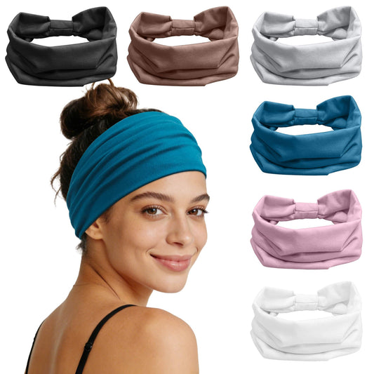 IMYORT front view of six-pack headbands showing colors and packaging, practical set
