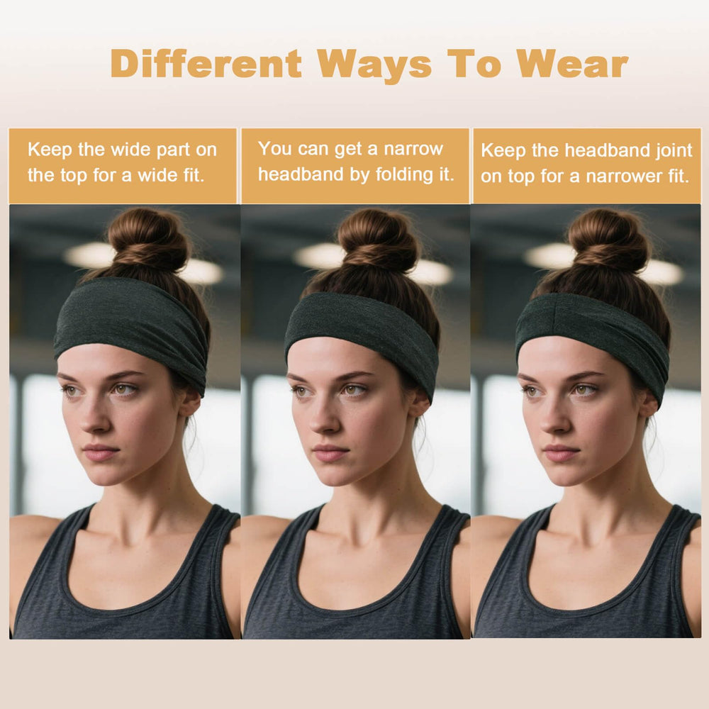 IMYORT headband worn during yoga showing secure no-slip fit