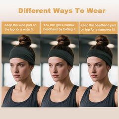 IMYORT headband worn during yoga showing secure no-slip fit