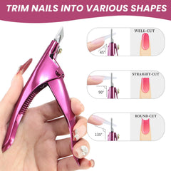 Inartato clippers trimming a false nail tip demonstrating easy, controlled cutting