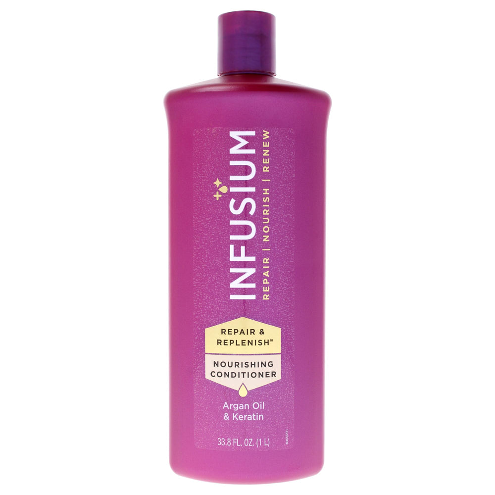 Infusium front bottle 33.8 oz showing label and benefits for restoring hair
