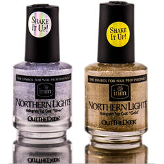 INM duo pack front view showing silver and gold bottles for multi-dimensional shine