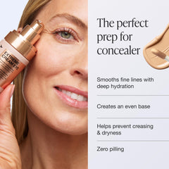 Innbeauty Project makeup base demo showing smooth, makeup-ready eye area benefit
