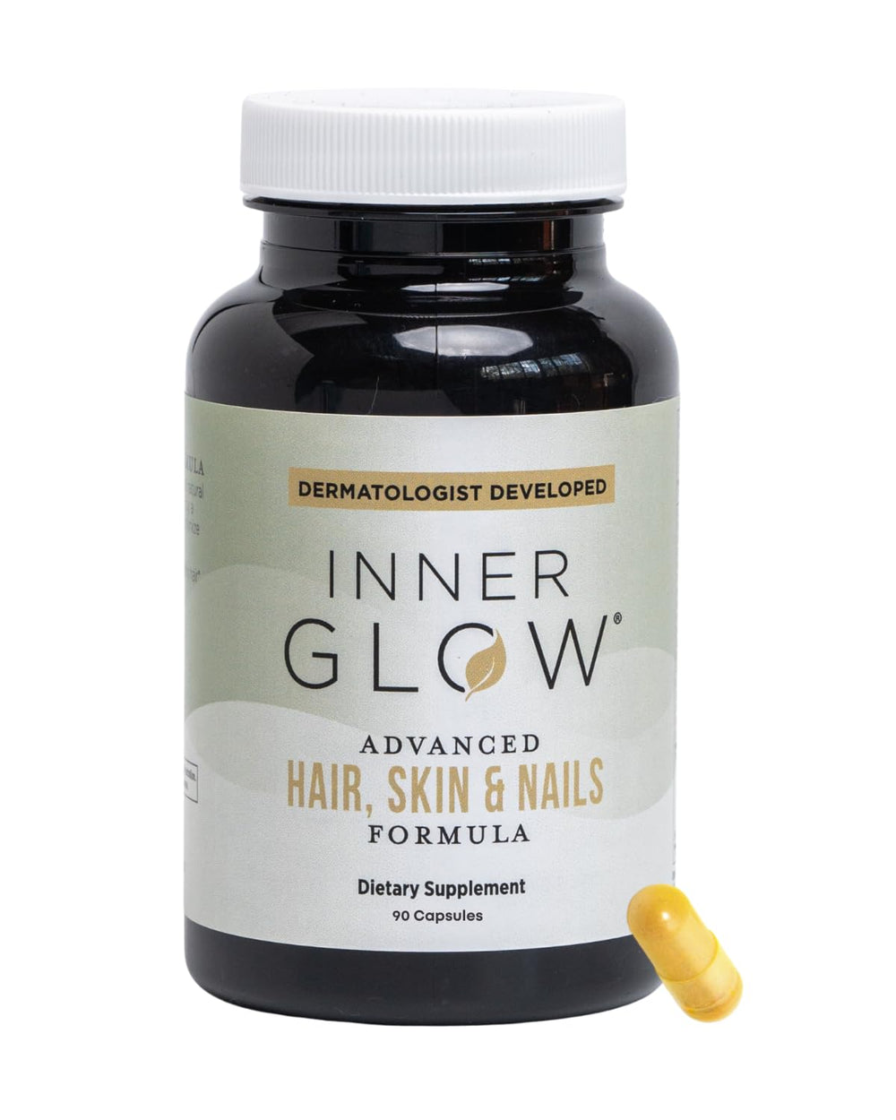 Inner Glow front bottle showing brand and clean packaging benefit