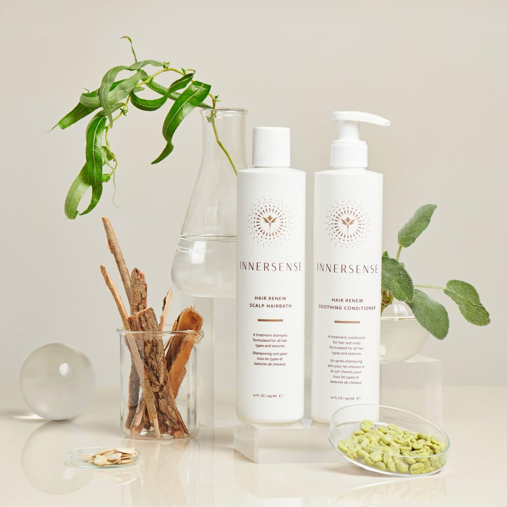 INNERSENSE applying product to scalp demonstrating targeted care benefit