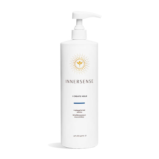 INNERSENSE pump bottle front view showing clean branding and size benefit