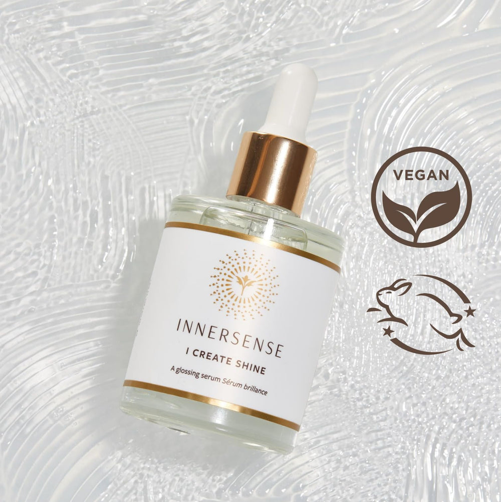 INNERSENSE serum texture drop on hand illustrating lightweight absorption
