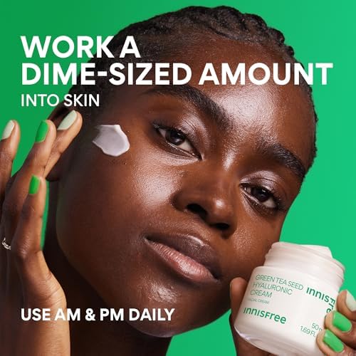 innisfree applying cream to face and neck showing barrier strengthening benefit