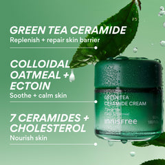 innisfree key ingredients display with colloidal oatmeal and ceramides benefit