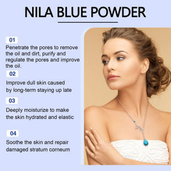 INSEEK powder texture closeup showing fine blue granules and gentle blendability