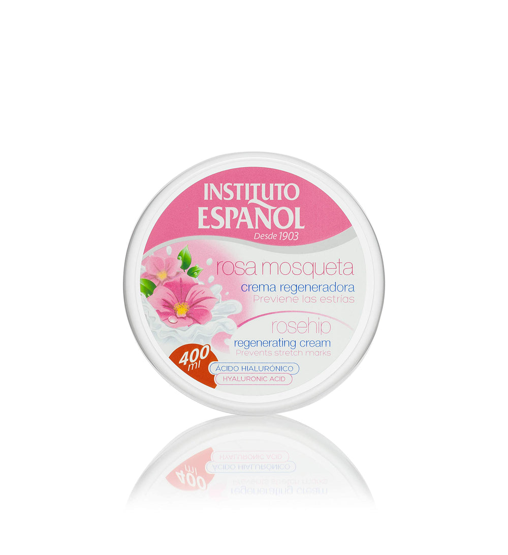 Instituto Español jar front view showing packaging and reusable click lid, convenient storage benefit