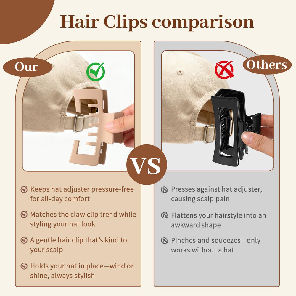 Interesse clip beside a ruler showing 4.1-inch size for thick hair support