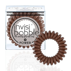 invisibobble pretzel brown pack front view showing three coils and durable design
