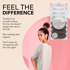 invisibobble in a high ponytail demonstrating secure hold for active days