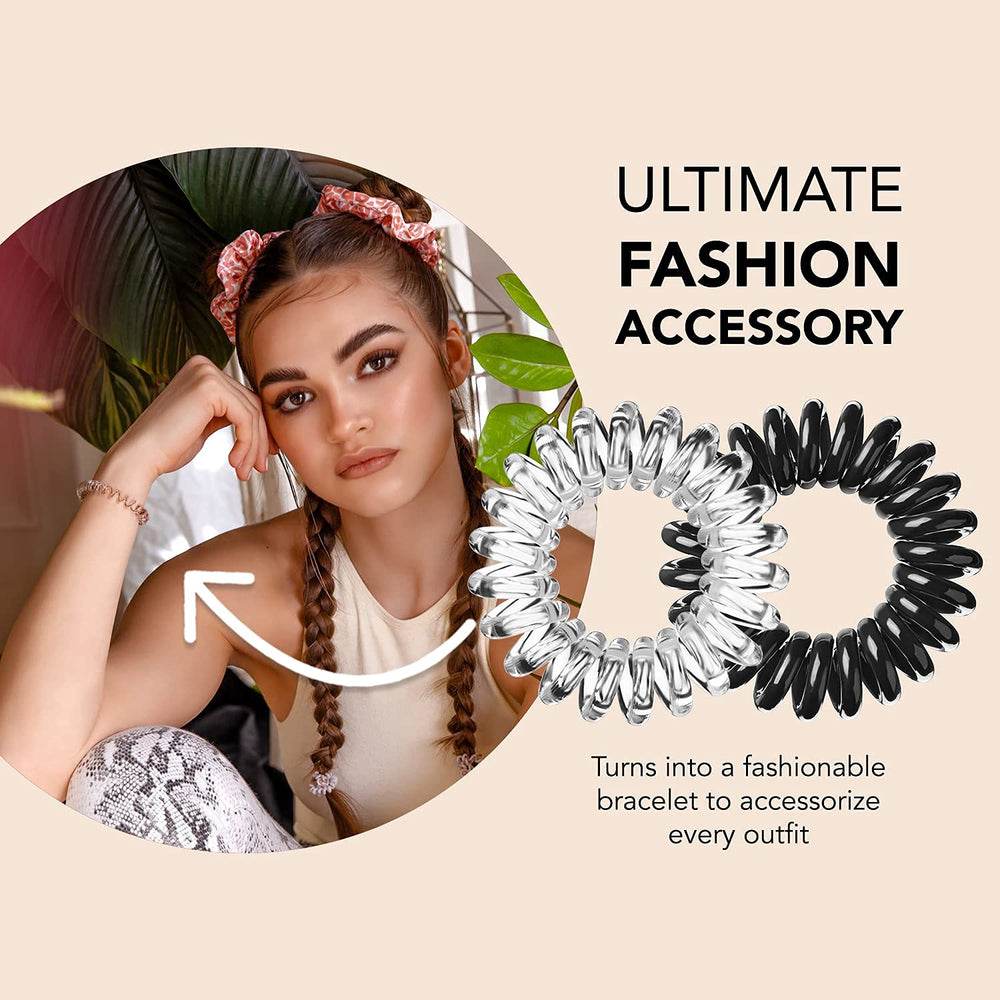 invisibobble securing a high ponytail on thick hair with firm, even grip