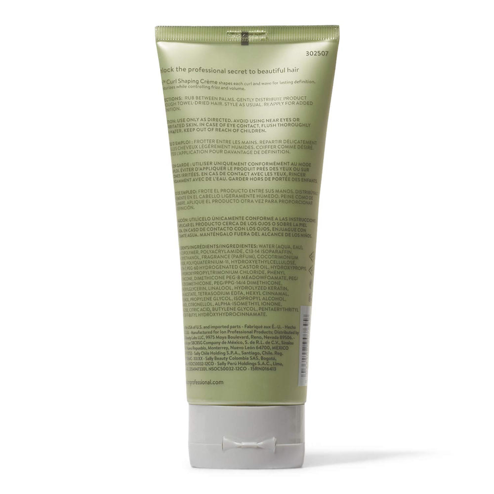 ion applied to curly hair demonstrating defined frizz-free curls